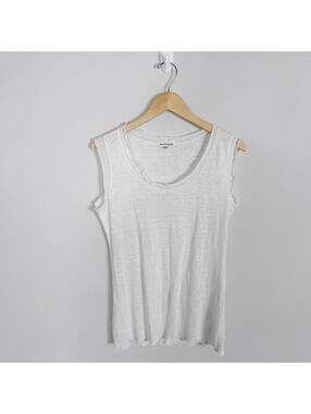 Mario Romano Linen White Ruffled Trim Tank Top Womens XL Italy Lagenlook